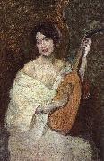 Alden J Weir Lady with a Mandolin oil painting